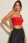 Kadın Kırmızı Tek Omuz Crop Büstiyer - 1