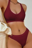 Kadın Bordo Seamless Tanga Sütyen Takım - 4
