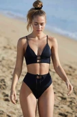 Kadın Siyah Yüksek Bel Özel Bikini Takımı - 1