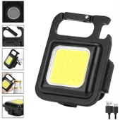 Hs-37 Led Anahtarlıklı Cep Boy Cob Led Metal Kasa Mıknatıslı Şişe Açacağı Usb’li Şarj Edilebilir El Feneri - 1