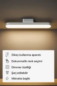 Dokunmatik Led Usb Şarjlı Aplik Kablosuz Mıknatıslı Lamba 3 Farklı Işık Rengi - 4