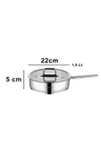 Nova Paslanmaz Çelik Cam Kapaklı Tava 22x5 cm - 4