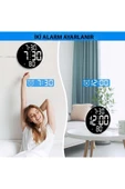 Büyük Dijital Modern 12inç Elektronik Led Duvar Masa Saati Sıcaklık Nem Alarm - 6