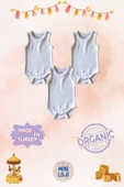 3'lü Düz Beyaz Bebek Zıbın Seti, Pamuk, Unisex, Yenidoğan Body - 3