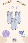 3'lü Düz Beyaz Bebek Zıbın Seti, Pamuk, Unisex, Yenidoğan Body - 1