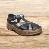 VENÜS 25028402Y KALIN TABAN BURNU KAPALI KADIN DERİ SANDALET - 3