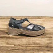 VENÜS 25028402Y KALIN TABAN BURNU KAPALI KADIN DERİ SANDALET - 1