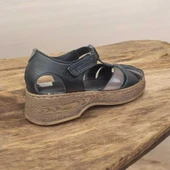 VENÜS 25028402Y KALIN TABAN BURNU KAPALI KADIN DERİ SANDALET - 6