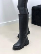 HULDE SİYAH RENK DİZ ALTI KADIN ÇİZME - 2