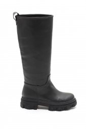 HULDE SİYAH RENK DİZ ALTI KADIN ÇİZME - 4