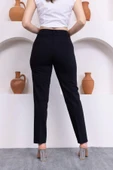 Cep Detaylı Bilek Boy Kadın Kumaş Pantolon 3144-Siyah - 6
