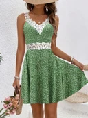 Lucky Life Kadın Askılı Dantel Yakalı çiçek Desenli Süprem Elbise thumbnail 2