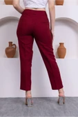 Cep Detaylı Bilek Boy Kadın Kumaş Pantolon 359-Bordo - 6