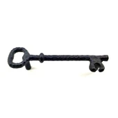 Antika Tarz Dekoratif Pirinç Anahtar Şeklinde Kapı Çekme Kolu, Mobilya, Sandık, Kutu Kulbu - 128mm, Oksit - 1