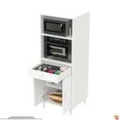 Modilayn OSLO 60x162,4x56 cm 1 Çekmece, 2 Kapaklı. Mutfağınıza Yer Açan Fırın / Mikrodalga Dolabı. - 6