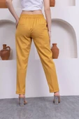Bağlama Detaylı Beli Lastikli Kadın Kumaş Pantolon 326-Sarı - 6
