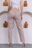 Bağlama Detaylı Beli Lastikli Kadın Kumaş Pantolon 326-Vizon - 6