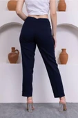 Cep Detaylı Bilek Boy Kadın Kumaş Pantolon 0101-Lacivert - 6