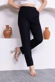 Cep Detaylı Örme Kumaş Kadın Pantolon 0040-Siyah - 3
