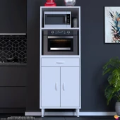 Modilayn OSLO 60x162,4x56 cm 1 Çekmece, 2 Kapaklı. Mutfağınıza Yer Açan Fırın / Mikrodalga Dolabı. - 1