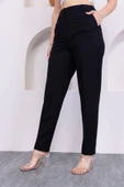 Cep Detaylı Örme Kumaş Kadın Pantolon 0040-Siyah - 4
