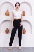 Cep Detaylı Örme Kumaş Kadın Pantolon 0040-Siyah - 1
