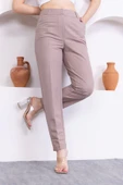 Cep Detaylı Örme Kumaş Kadın Pantolon 0040-Vizon - 2
