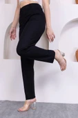 Cep Detaylı Örme Kumaş Kadın Pantolon 0040-Siyah - 2