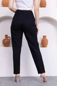 Cep Detaylı Örme Kumaş Kadın Pantolon 0040-Siyah - 6