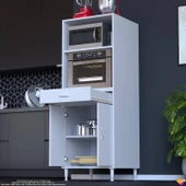 Modilayn OSLO 60x162,4x48 cm 1 Çekmece, 2 Kapaklı. Mutfağınıza Yer Açan Fırın / Mikrodalga Dolabı. - 3