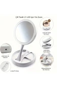 10X Büyütme Çift Taraflı Makyaj Ayna Katlanabilir 21 LED Işıklı Makyaj Aynası USB Kablo - 3