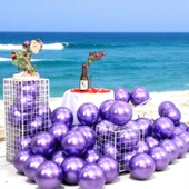 25 ADET MOR KROM BALON MOR PARLAK METALİK BALON KROM MOR BALON HELYUM GAZINA UÇAN BALONA UYGUNDUR thumbnail 3