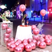 25 ADET PEMBE KROM BALON PARLAK METALİK BALON KROM PEMBE BALON HELYUM GAZINA UÇAN BALONA UYGUNDUR - 4