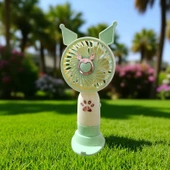 USB TAŞINABİLİR VANTİLATÖR MİNİ FAN YEŞİL EL FANI ŞARJLI TELEFON TUTUCU - 1