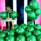 25 ADET KOYU YEŞİL KROM BALON PARLAK METALİK KROM KOYU YEŞİL BALON HELYUM GAZINA UÇAN BALONA UYGUN thumbnail 3