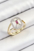 Pirinç Zirkon Taşlı Baget Model Gold Renk Kadın Yüzük - TJ-BYK3795 - 1