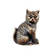Antika Tarz Dekoratif Pirinç Kedi Kapı Tokmağı, Taktak - 110x80mm, Antik - 1
