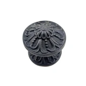 Antika Tarz Dekoratif Pirinç Çiçekli Kapı Tokmağı - 80 Mm Çap, Oksit - 1