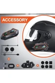 Y20 2x 1000m Telsiz Mesafeli 2 Kişi Bağlantılı Bluetooth Kask Kulaklık Fenerli İntercom - 5