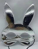 Gümüş Renk Kumaş Malzemeden İmal Tavşan Maskesi 25x17 Cm - 1