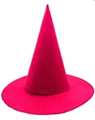 Pembe Fuşya Renk Keçe Cadı Şapkası Yetişkin Çocuk Uyumlu 35x38 Cm - 1