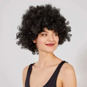 Siyah Renk Kıvırcık Afro Bonus Peruk - 2