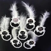 İncili Nedime Bilekliği Gümüş Renk Pleksili Beyaz Otrişli 10 Adet - 1