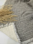 Gri 7 Katlı Çift Taraflı Dolgulu Çift Kişilik Müslin Battaniye %100 Pamuk 230x240 cm - 2