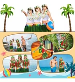 Tropikal Esintili Hawaii Yapraklı Parti Eteği Yetişkin Boy - 3