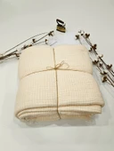 Krem 7 Katlı Çift Taraflı Dolgulu Çift Kişilik Müslin Battaniye %100 Pamuk 230x240 cm - 2