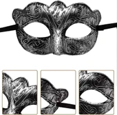 Maskeli Balo Antik Gri Gümüş Eskitilmiş Maske Balo Venedik - 2