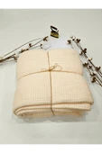 Krem 7 Katlı Çift Taraflı Dolgulu Çift Kişilik Müslin Battaniye %100 Pamuk 230x240 cm - 2