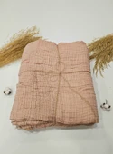 Gül Kurusu 4 Katlı Çift Taraflı Çift Kişilik Müslin Battaniye %100 Pamuk 230x240 cm - 2