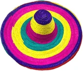 Sombrero Meksika Şapkası Renkli Örme Hasır Yetişkin Boy - 5